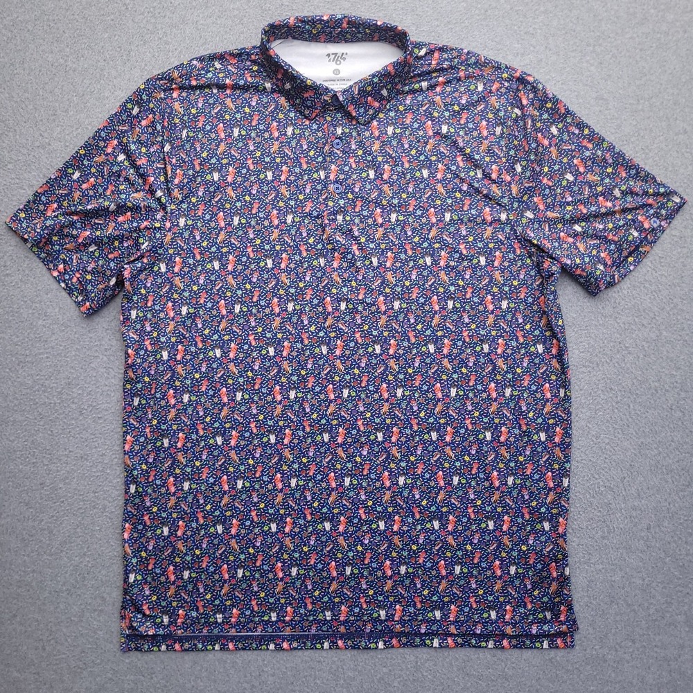 1764 Performance Golf Polo Shirt Mens XL Allover Print Donut Novelty Sweet Daly